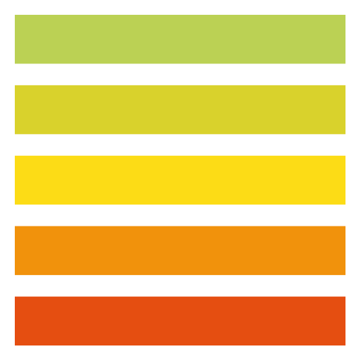 zorg indicator - mobiliteitsklasse logo. 5 kleuren die gebruikt worden op de zorg indicator website.